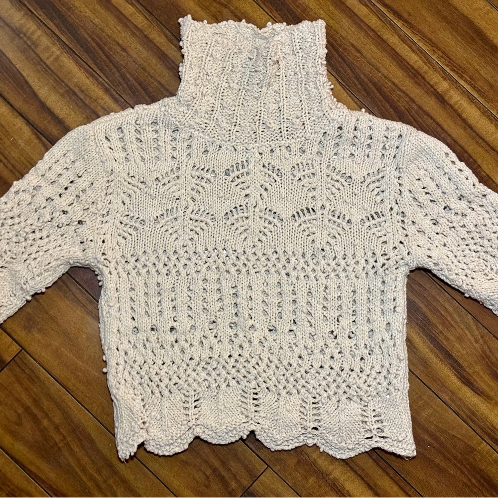 Zara Ivory Knit Cowl Sweater